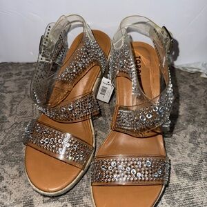 Torrid Women's Rhinestone Embellished Espadrille Wedge Sandals Shoes Size 9 New